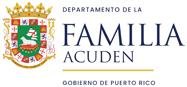 Logo del Departamento de la Familia y ACUDEN, Gobierno de Puerto Rico